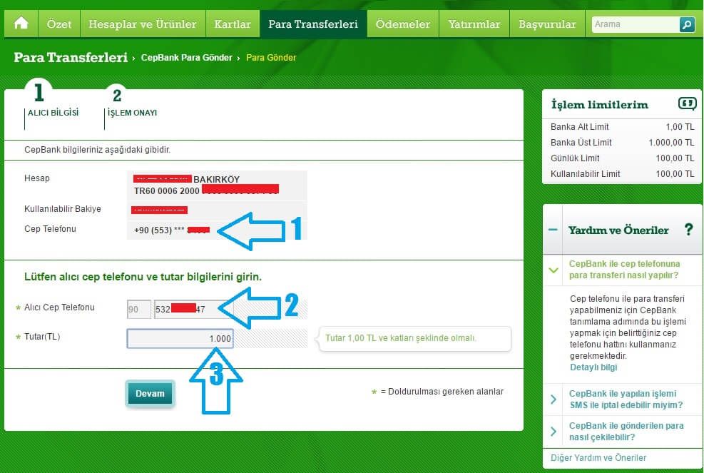 Cepbank Para Gönderme Bilgileri